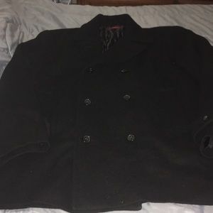Black wool jacket. Double breasted and lined